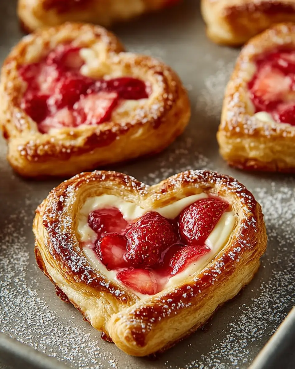 A delicious plate of Best Strawberry Cream Cheese Heart Danishes Recipe (Valentine’s Perfect!)