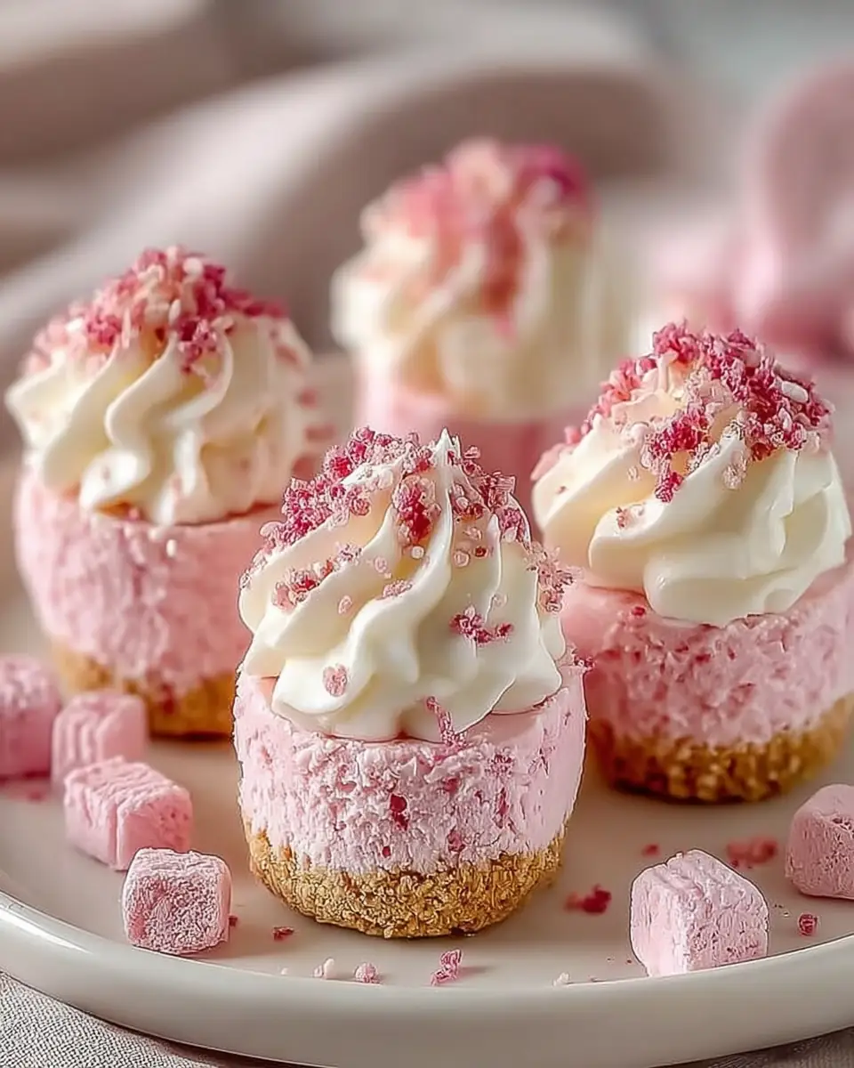 A delicious plate of No Bake Pink Velvet Cheesecake Bites: Easy, Creamy, and Perfectly Pretty
