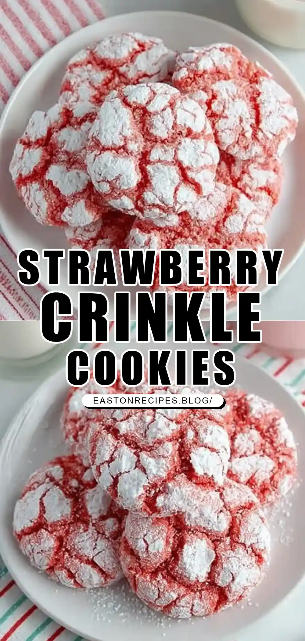 Easy Strawberry Crinkle Cookies with Cake Mix