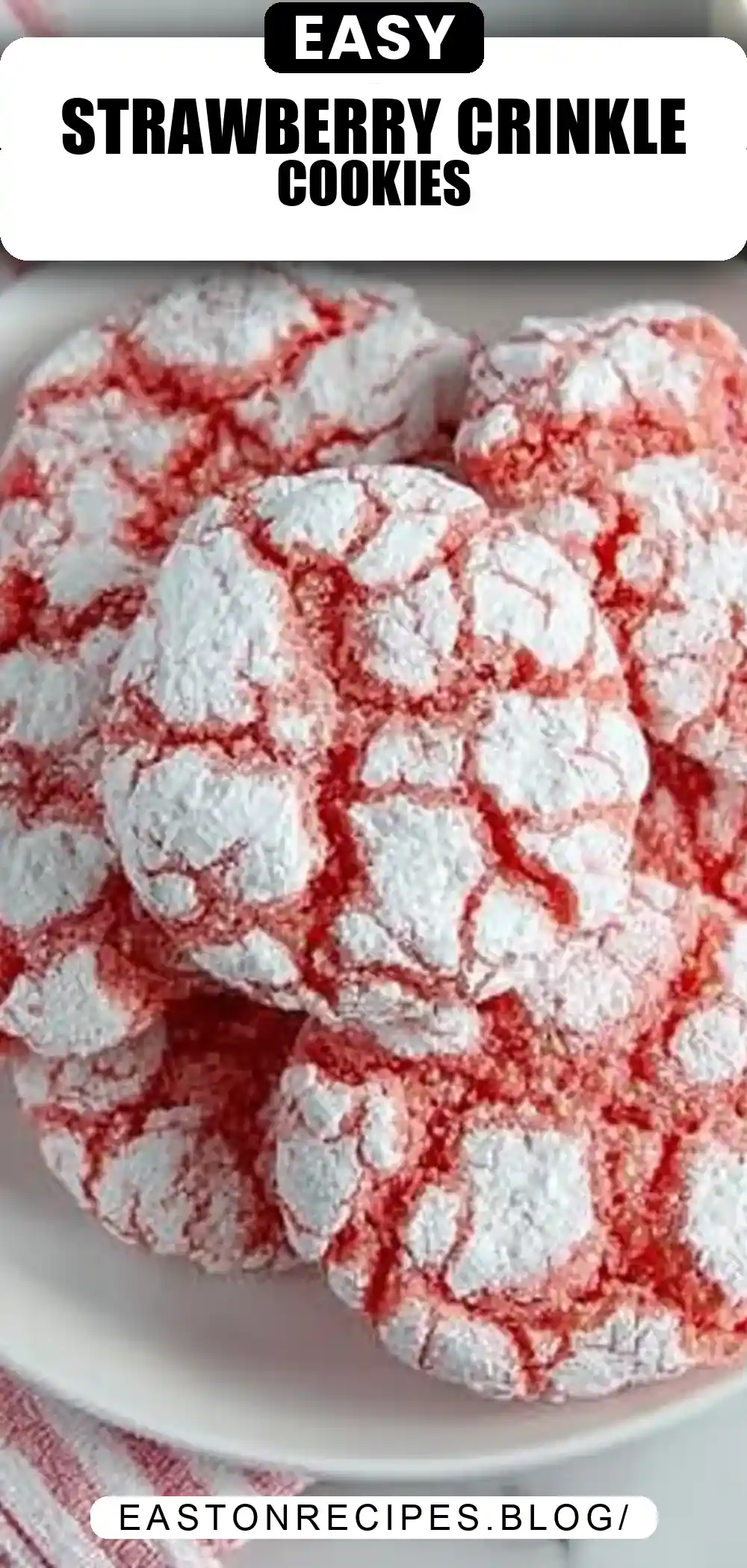 Easy Strawberry Crinkle Cookies with Cake Mix