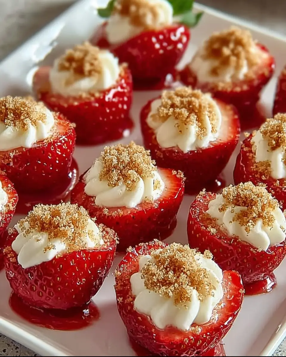A delicious plate of Sweetheart Cheesecake Deviled Strawberries Quick Recipe